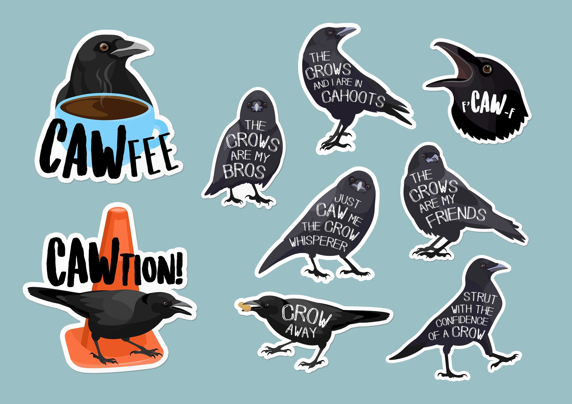 Crow Friends "Bestsellers" Set of 3 Vinyl Stickers - Chellekie Creations