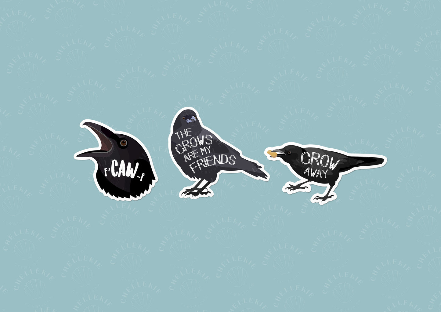 Crow Friends "Bestsellers" Set of 3 Vinyl Stickers - Chellekie Creations