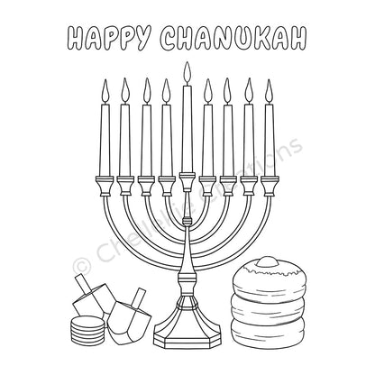 Free Chanukah Print-at-home Colouring Page (english) – Chellekie Creations