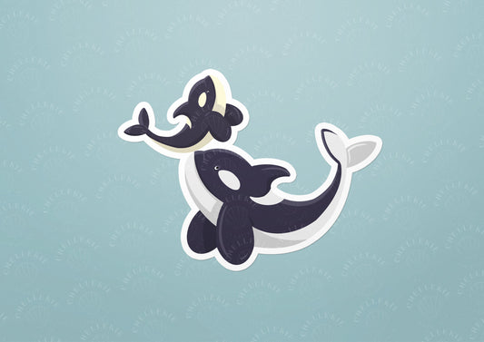 Mother and Calf Orca Vinyl Sticker - Chellekie Creations